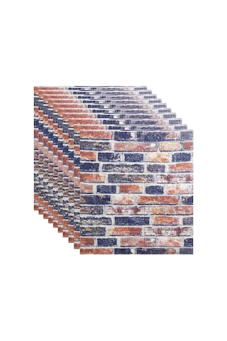 10 Adet Nw61 Tuğla Desenli Arkası Yapışkanlı Duvar Kağıdı Paneli