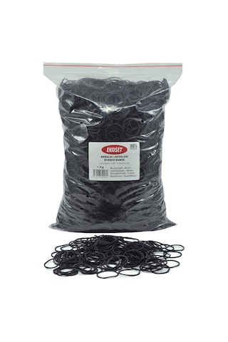 Ekoset Siyah Paket Ambalaj Toka Para Lastiği 40Mm 1Kg