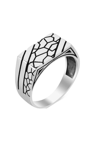 925 Ayar Gümüş Desenli Zarif Erkek Yüzük (508384243)