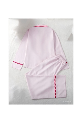 Lilly Dolce Pembe Beyaz Çizgili Biyeli Yumuşak Dokulu Yazlık Pijama Takımı Pembe Pembe
