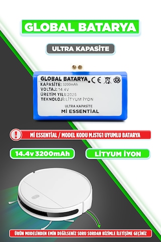 Xiaomi Mop Essential Batarya Mjstg1 3200mah Ultra Kapasite