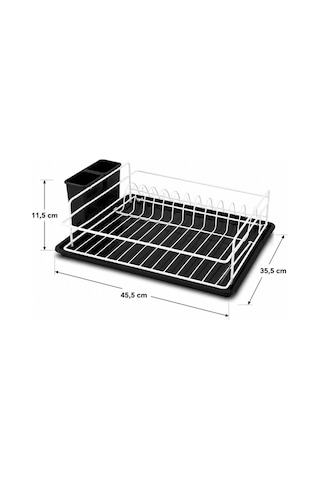 En Çok Tercih Edilen Daldırma Termo Plastik Kaplama Bulaşıklık Paslanmaz & Kararma Yapmaz Ultra Geniş Kapasiteli Tabaklık Su Tutmayan Tepsi Premium Mutfak Kurutmalık 45,5x35,5 Cm-beyaz Beyaz