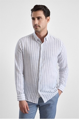 Süvari Lacivert Slim Düğmeli Yaka Casual Gömlek Sgm1008400005-m09