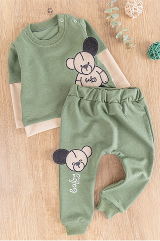 Babymod Ayıcık Figürlü 2'li Erkek Bebek Takım Yeşil