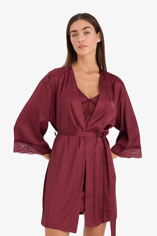 Defacto Regular Fit Wrap Yaka Saten Yarım Kol Sabahlık G8508ax26spbr210 Bordo-br210