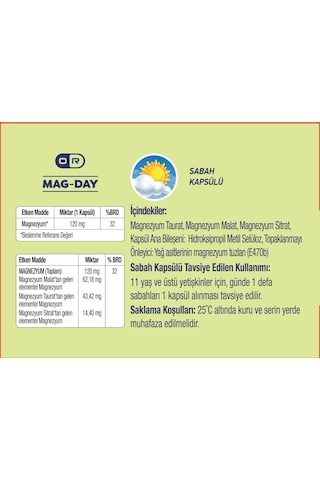 Orfarma Mag-Day Takviye Edici Gıda 60 Kapsül