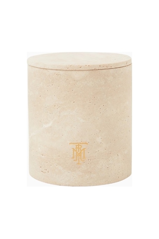 Montroi Travertine Candle Holder 280g Mum Uyumlu Traverten Mumluk Bej