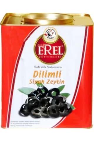 Erel Zeytinleri Dilimli Siyah Zeytin Teneke 8 KG