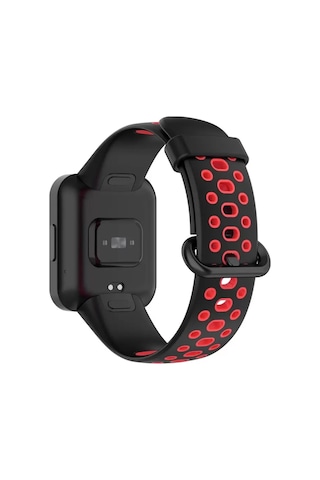 Xiaomi Redmi Watch 2 Spor Delikli Kordon - Siyah-kırmızı Ahşap