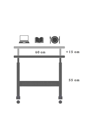 Yükseklik Ayarlı Laptop Sehpası - Antrasit 60x40 (Tekerli)