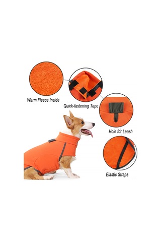 Vkemall Köpekler İçin Kışlık Isı Sağlayan Yünlü İç Katlı Turtleneck Sweatshirt - Turuncu, Beden S Ya002m031