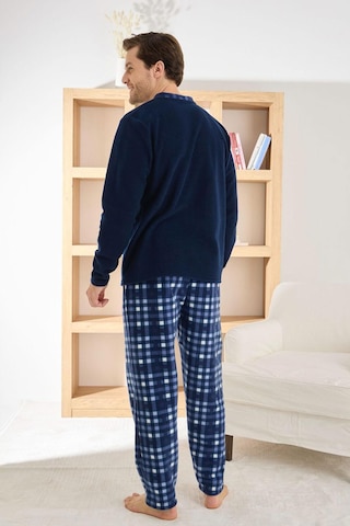 Pijamoni Erkek Düğme Yaka Kışlık Polar Pijama Takımı 6100/8,1 - 1 Adet Lacivert