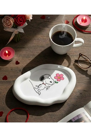 K42design Snoopy "sevgi Çiçeği" El Yapımı Dekoratif Sunum Ve Takı Tabağı 1
