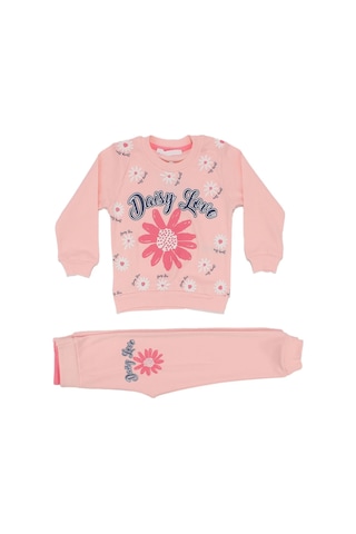 Bebegen Kız Çocuk Pudra Daisy Love Papatya Baskılı 2'li Takım Çok Renkli