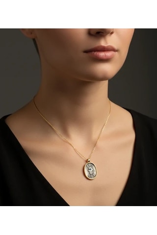 G&a Jewels - Koruyucu Işık - 925 Ayar Oksitli Yaldız Altın Kaplama Gümüş Kolye Altın - Gümüş 40+5 Cm