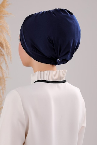 Melodi Scarf Kadın Üç Bantlı Çapraz Hazır Türban Dış Bone Lacivert Lacivert