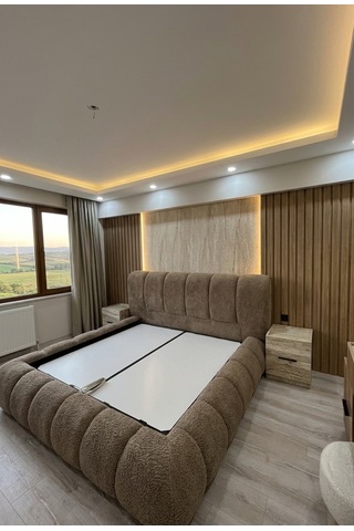 Most Piatto Premium Bazalı Karyola Kahverengi Bukle Kumaş 180x200 Cm. Yatak İçindir Evinize Teslim 180 x 200 CM