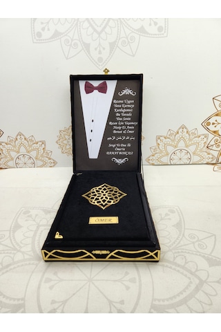 Damat Bohçası İçin Siyah Reşal Kutulu Kuran-ı Kerim Özel İsim V