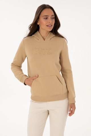U.S. Polo Assn. Kadın Kum Şardonlu Kapüşonlu Basic Sweatshirt 50313566-VR085