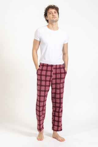 Erkek Polar Kışlık Eşofman Alt Desenli Tampap Polar Alt- 1005 Kırmızı