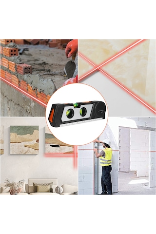 Vkemall 3m Metre İle 3 Modlu Lazer Seviye Aleti - 0 ,45 ,90 Balon Seviyesi, Işık Çizgi Ve Ölçüm Fonksiyonu, Abs Malzeme, Pm1001 Siyah Pil Dahil