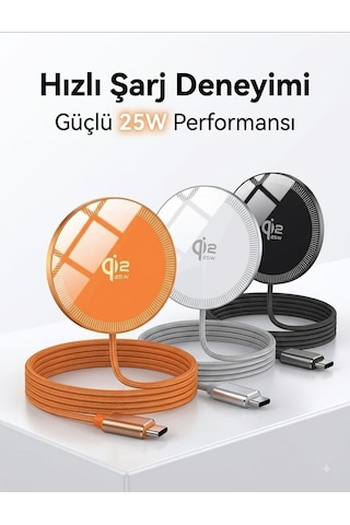 Manyetik Kablosuz Şarj Cihazı Compatible With Magsafe, 25w Siyah