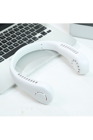 Fortunelane 3 Hızlı Usb Şarjlı 2600mah Bataryalı Boyun Bağlı Bladeless Fan, Serinletici El Fani Beyaz