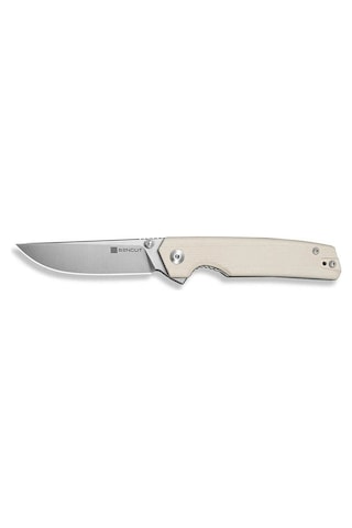 Sencut Stria Milled Ivory G10 Handle Satin Finished D2 Blade Blade Çakı Beyaz