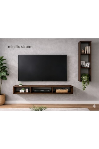 Dekoratif Duvar Rafı - Tv Ünitesi 2 Parçalı Barok 150x90 Barok Ceviz