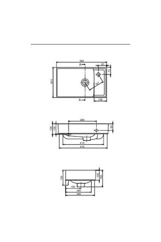 Turkuaz Seramik Cerastyle Sharp Etajerli Lavabo 50 x 30 CM