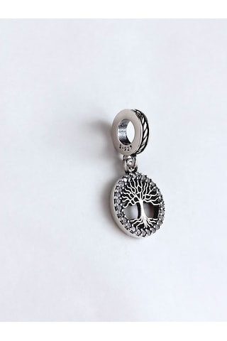 Gümüş Işıltılı Aile Yaşam Ağacı Pan Tasarım Bileklik Uyumlu Charm