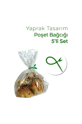 Yaprak Tasarımlı Silikon Poşet Bağlayıcı Kablo Sabitleyeci 5 Li Set 17 Cm Poşet Klipsi Diğer