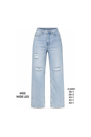Miss Poem Kadın Açık Mavi Yırtık Detaylı Wide Leg Jean Pantolon A.mavi Miss Poem Kadın Açık Mavi Yırtık Detaylı Wide Leg Jean Pantolon A.mavi