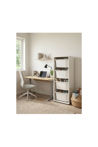 Nest 4 Büyük Sepetli Düzenleme Dolabı Y:108 G:45 D:30 Cm / Beyaz