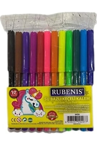 Rubenis Keçeli Kalem 12'li Çok Renkli