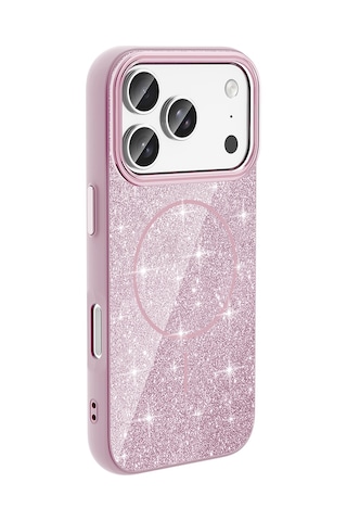 Subutu Apple Uyumlu iPhone 17 Pro Max Kılıf M-safe Şarj Özellikli Parlayan Simli Sbt Okso Kapak - Gold Altın