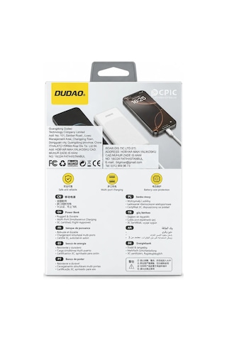 Ren.ga.renk Dudao K10 Beyaz 10.000 Mah 3 Portlu Powerbank Rengaren