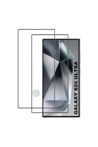 Samsung Galaxy S24 Ultra Tam Kaplayan Ekran Koruyucu Nano + Kamera Lens Koruyucu Siyah