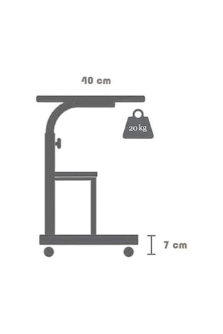 Yükseklik Ayarlı Ve Çift Raflı Çalışma Masası - Atlantik Çam Tekerli 80x40 Genel