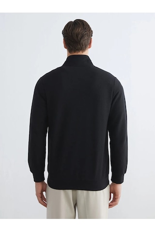 Lc Waikiki Siyah Standart Kalıp Dik Yaka Erkek Fermuarlı Sweatshirt