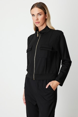 On Kadın Cep Detaylı Dik Yaka Eşofman Üstü 66509 Siyah Siyah