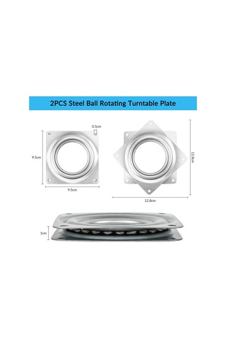 10 Cm Kare Lazy Susan Vidalı Döner Rulman Plakası, 2 Adet Çelik