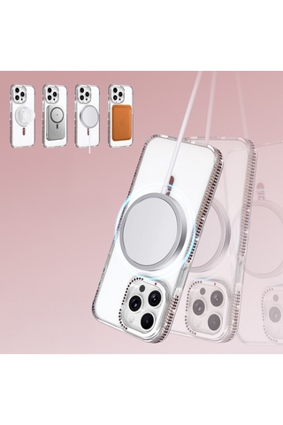 Maks Technology iPhone Uyumlu 14 Pro Max Kılıf M-safe Şarj Özellikli Mkst Tera Silikon Kapak - Şeffaf