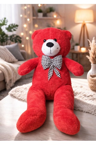 100 Cm Peluş Ayıcık Peluş Ayı Hediyelik Peluş Oyuncak Sevgiliye Kırmızı