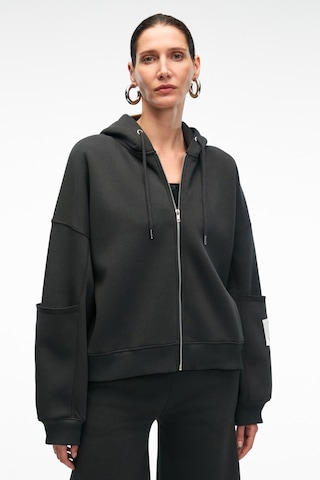 Grımelange Vıvıenne Kadın Metal Fermuarlı Kapüşonlu Kolda Süs Etiket Ve Cep Detaylı Antrasit Sweatsh Antrasit