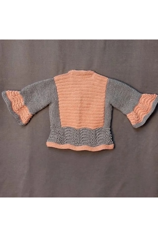 Uretti - Talia 8659 - 3969 El Örgüsü Kız Çocuk Hırka - Bandana - Patik 3'lü Takım - 2 Yaş Yavruağzı