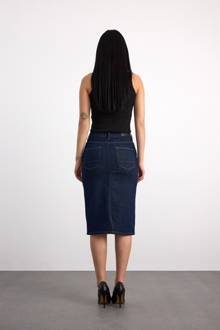 50286 73604 Kadın Regular Fıt Mıdı Denim Etek 50286-73604 Mavı