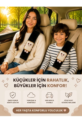 Tostçuk Siyah Emniyet Kemeri Aksesuarı - Emniyet Kemeri Kılıfı - Araç Emniyet Kemeri Omuz Koruyucu 1 Adet