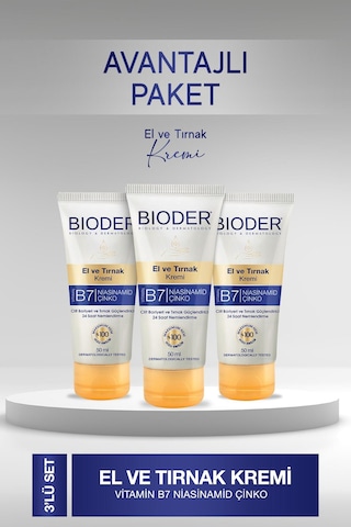 Bioder El Ve Tırnak Kremi 50 Ml 3 Adet