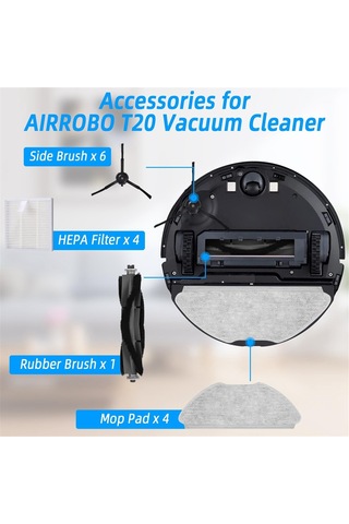 Sointeresting Airrobo T20 Robot Süpürge Ana Yan Fırça Hepa Filtreler Paspas Bezi Toz Torbaları Yedek Parçaları